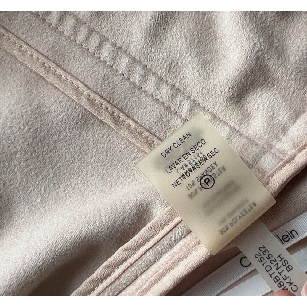 Calvin Klein Womens Faux Suede Pink Zipped Pockets Open Front Long Vest Size 8 - Picture 15 of 16
